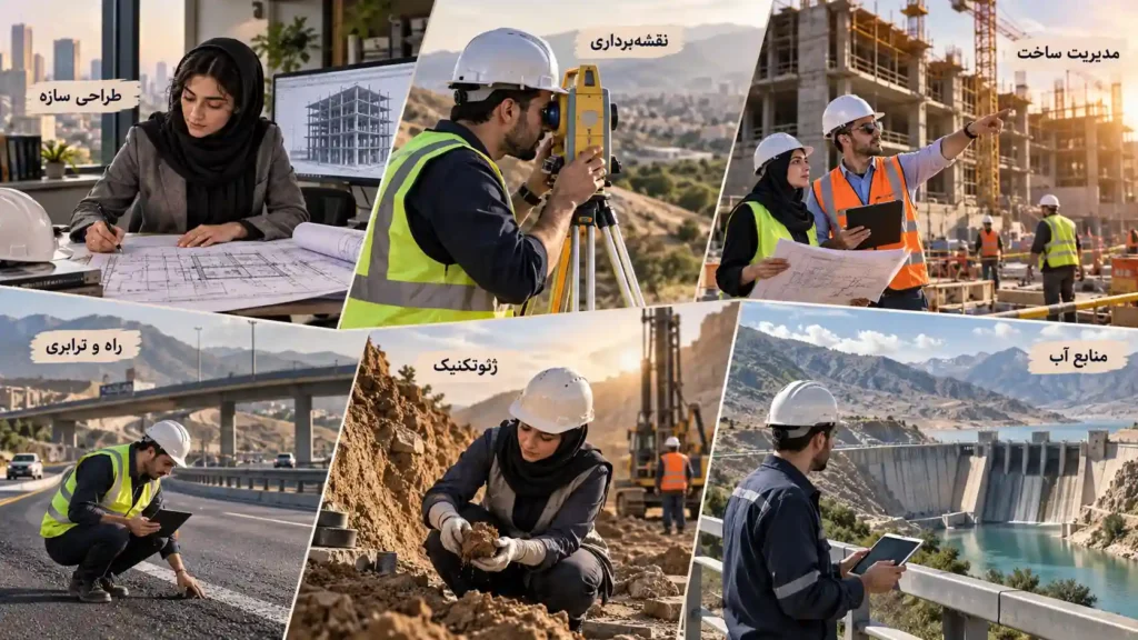 گرایش های رشته مهندسی عمران در دانشگاه