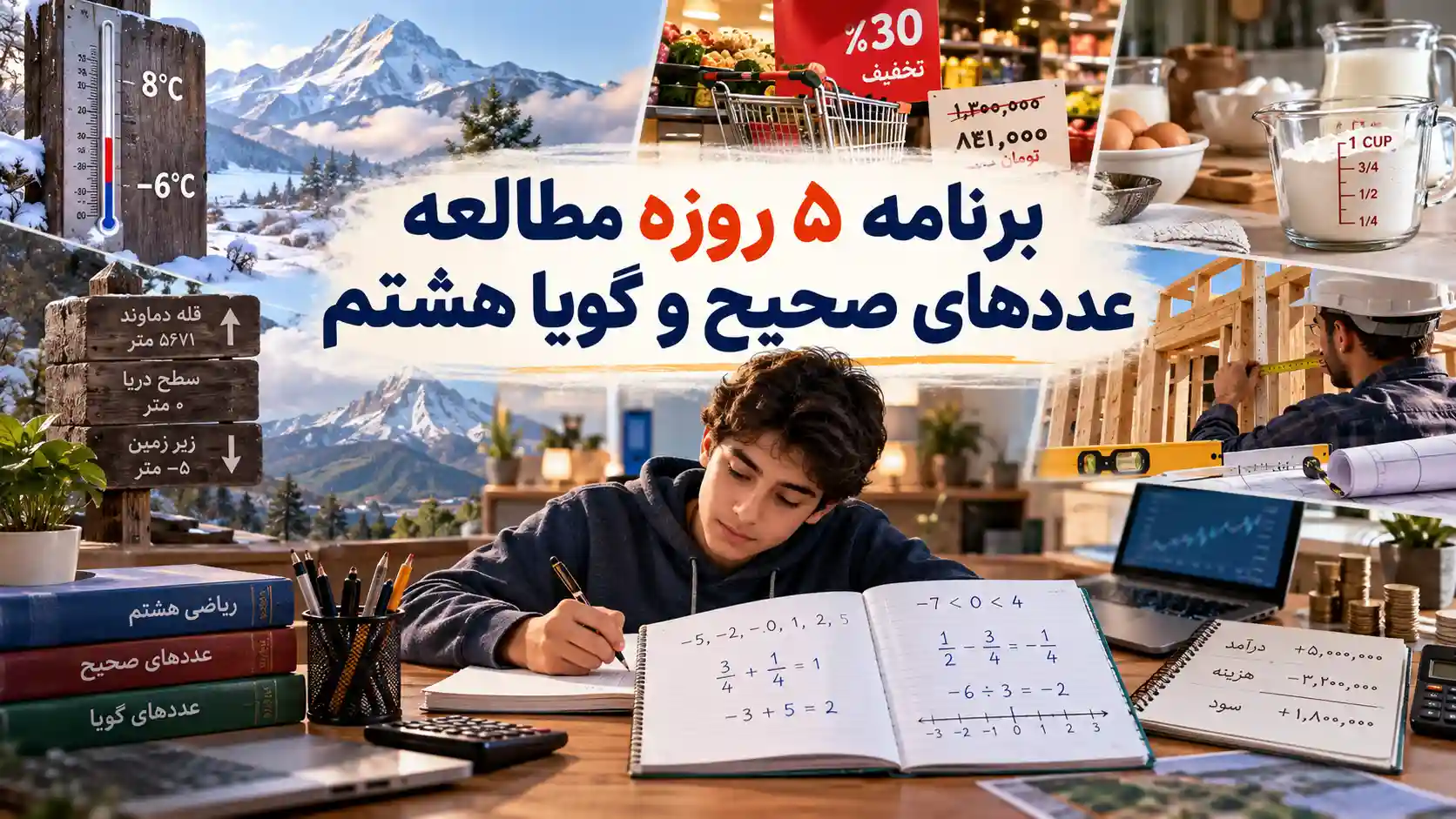چطور عددهای صحیح و گویا هشتم را بخوانیم؟ برنامه 5 جلسه ای
